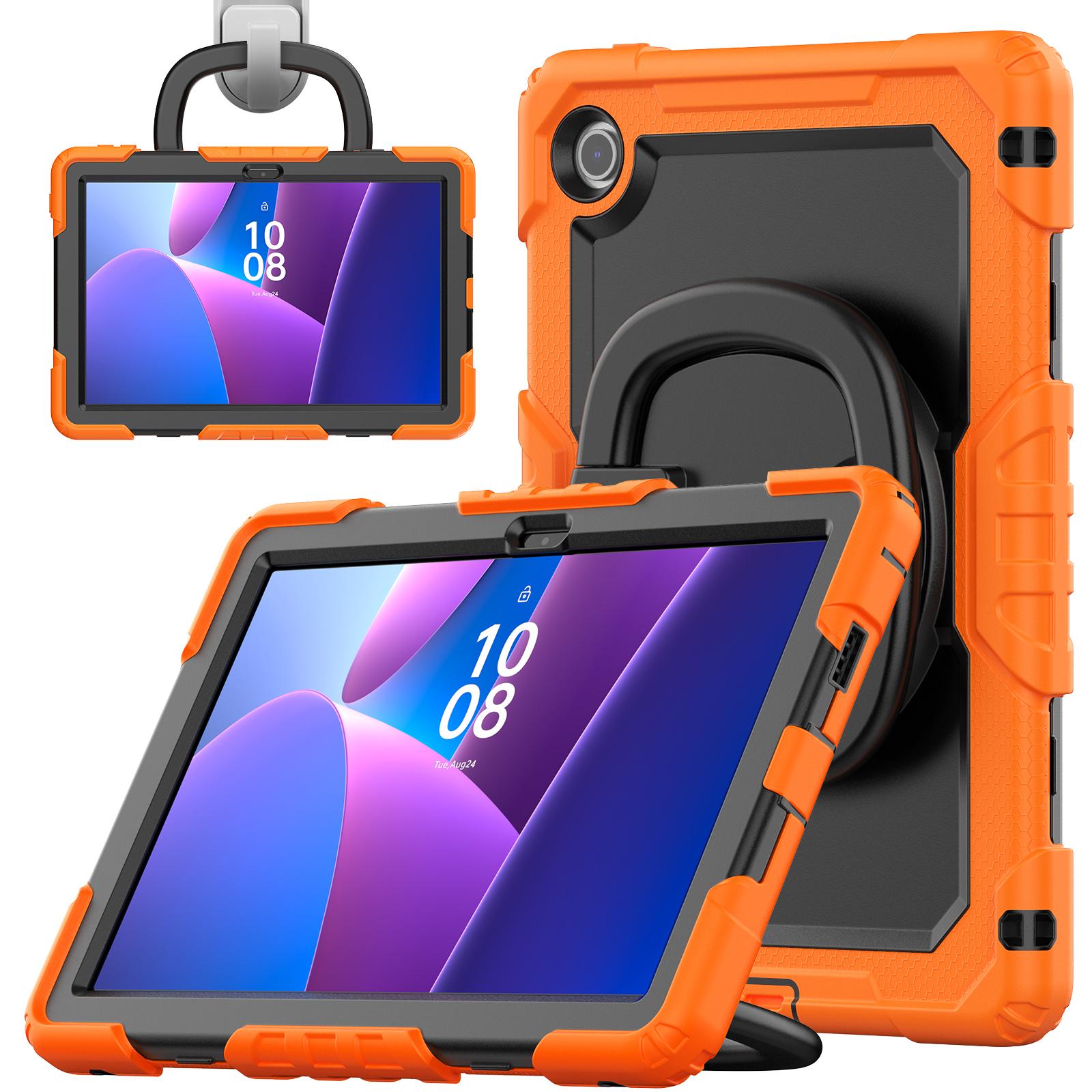 

Stand Armor Case For Lenovo Tab 10.1 2025 TB-311XU K10C TB-311FU Heavy Duty Cover Rotating Folding Handle Grip 3-Layers Protect Tab 10.1 TB-311XU