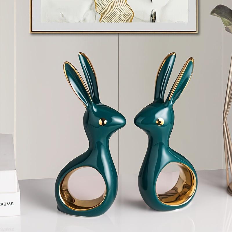 Dvoukusová sada, ornament králíčků pro pár v severském stylu, pozlacená keramika, moderní lehký luxus, domácí dekorace, TV vinná skříňka, stolní dekorace do obývacího pokoje