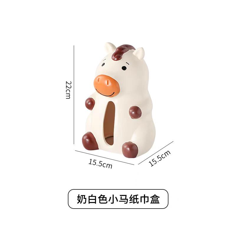 Kawaii Hippopotamus Living Room Ceramic Tissue Box Cute Animal Paper Box Home Living Room Desktop Paper Box Storage Decoration