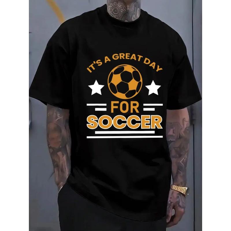 

Great Day Soccer Tee Men s Tshirt Black Summer Elegant Perfect for Exercise All-season Fitness Top, Stylish and Sporty Look, Durable Activewear 4XL чорний