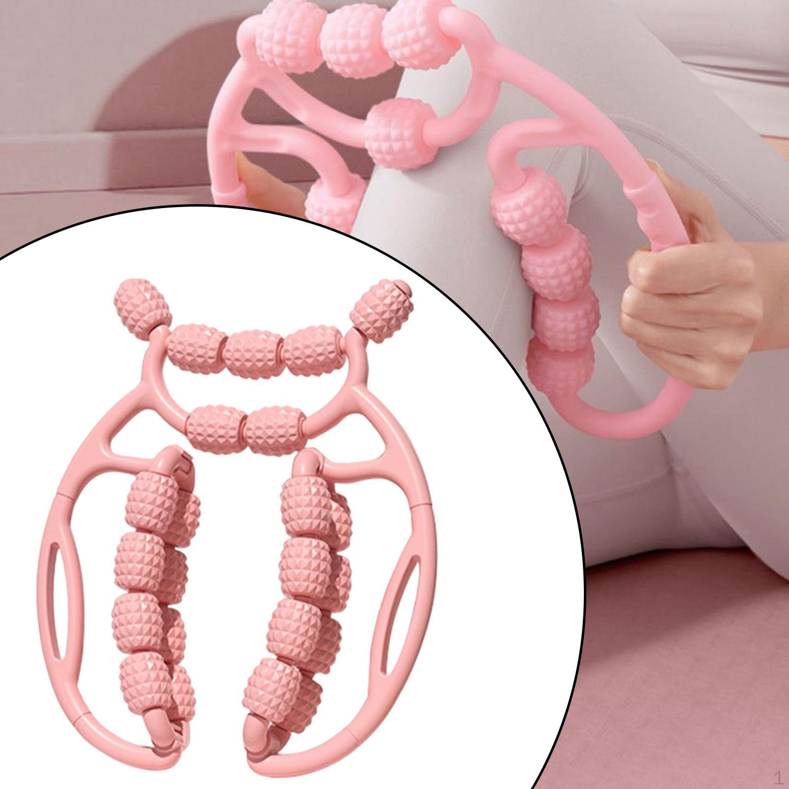 

20-колесный фасциальный расслабляющий ролик для ног, портативный, легкий, многоцелевой ручной массажный инструмент розовый