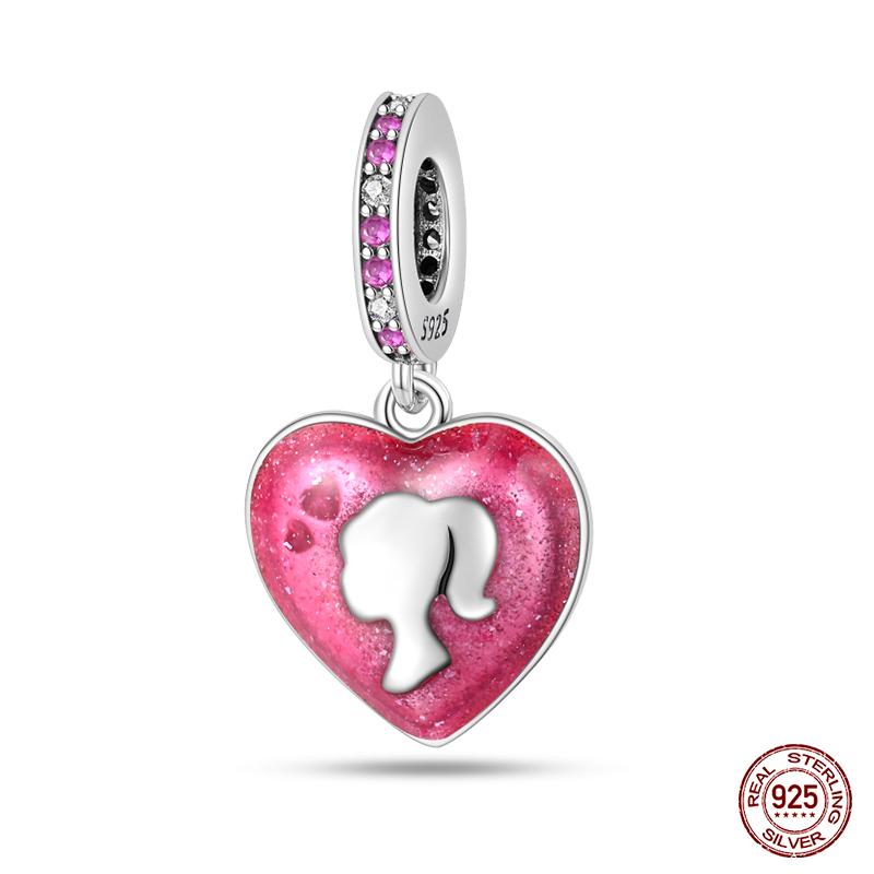 100% Copper Fashion Pink Princess Skirt Bag Lipstick Charms Beads Fit Qikaola Original Bracelets Diy Jewelry Gifts