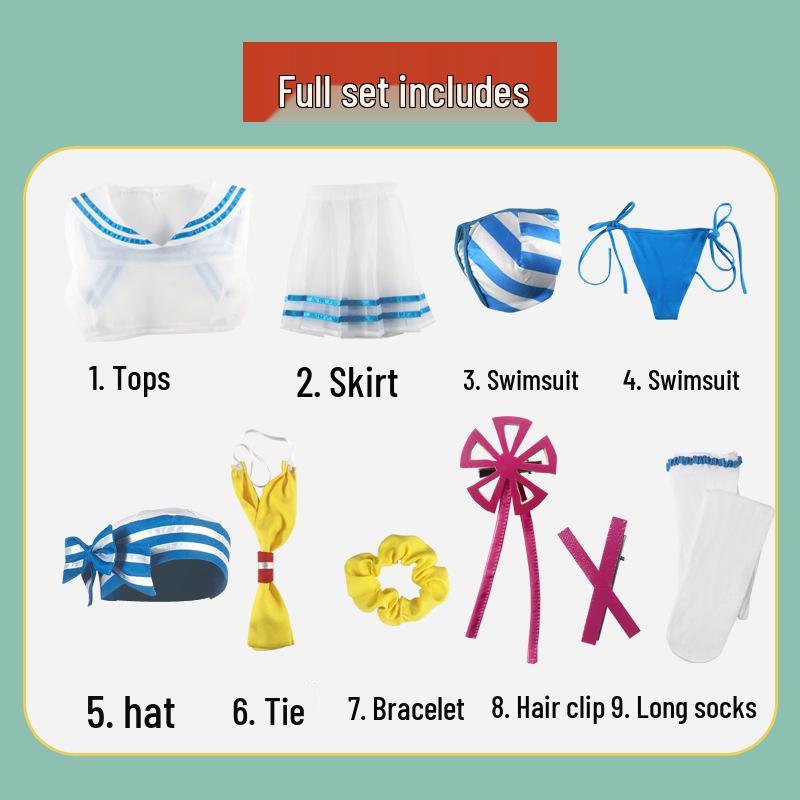 Zero To One Rem Sailor Suit Swimsuit Cosplay Set