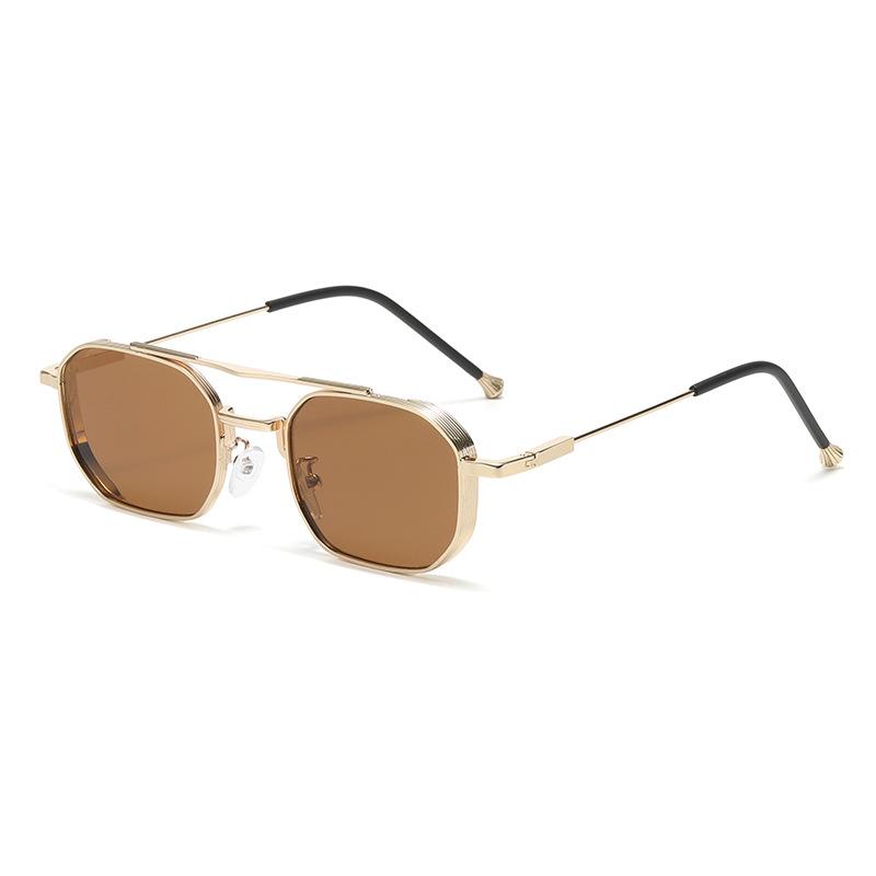 New Trendy Fashion Metal Double-Bridge Sunglasses Premium Business Square-Frame UV-Protective Eyewear Classic Driving Shades