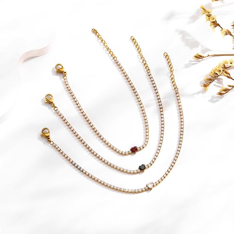 Heart Zircon Bracelet for Women Gold Color Micro Fashion  Jewelry Supply