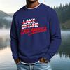 Men's Casual Loose Fit Long Sleeve Neck Tee with Letter Print