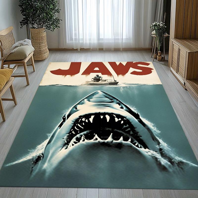 Horror Movie Jaws Shark Living Room Non-Slip Area Rug Soft Carpet for Bedroom Kids Playroom Sofa,Home Decor Doormat Gift