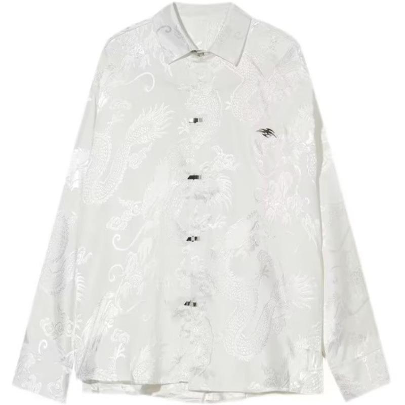 

Чоловіча сорочка танцювальний костюм з довгим рукавом та принтом дракона XXL