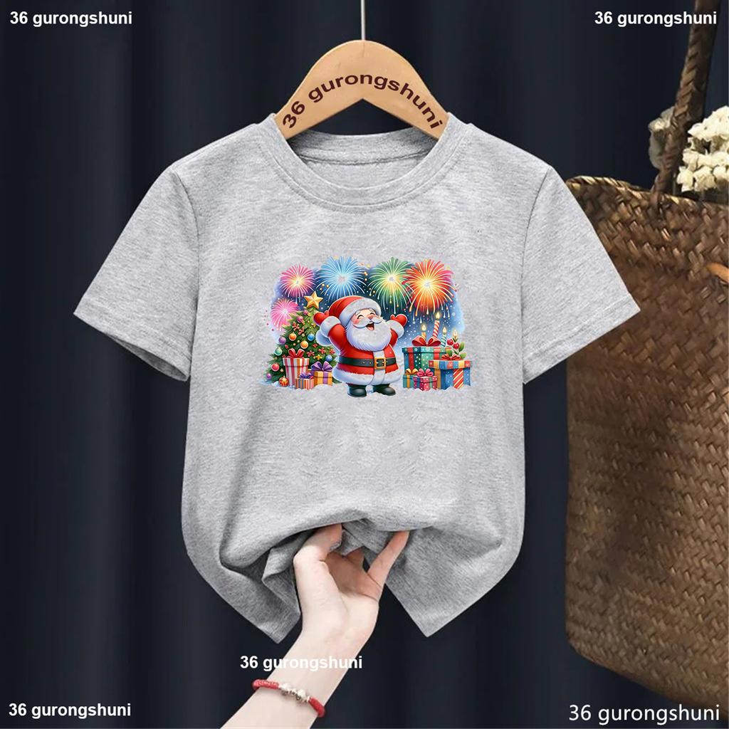 Happy Christmas And New Year! Funny Santa Claus Graphic Print For Boys Tshirt Summer Fashion Christmas Gifts Children'S Clothes