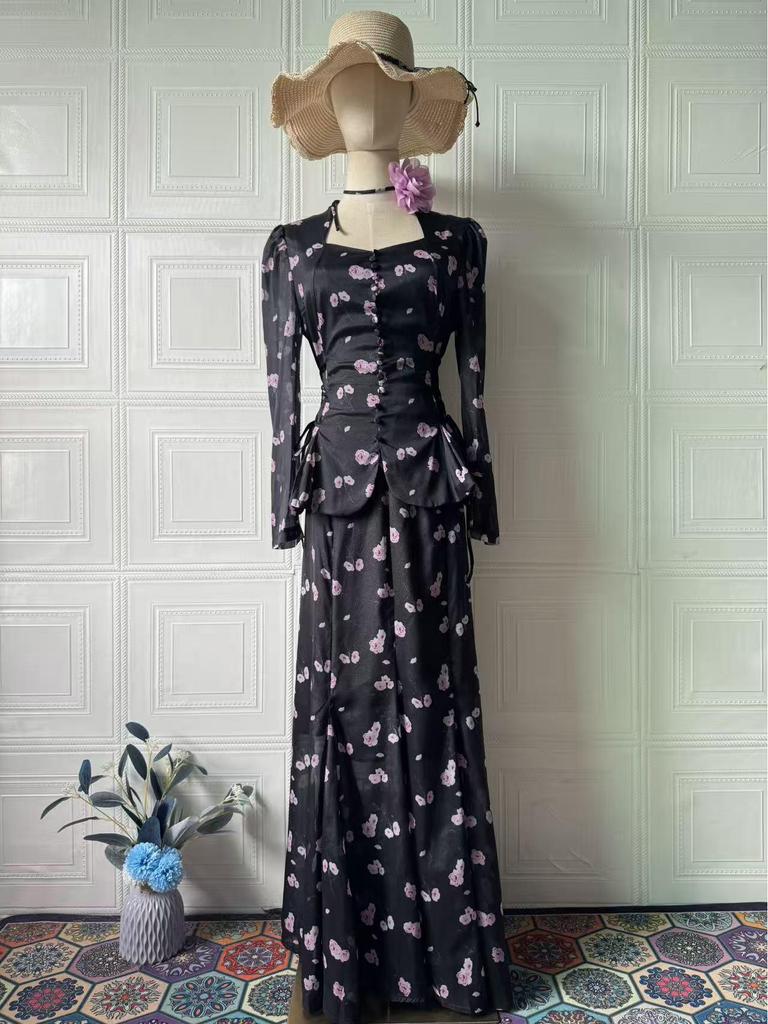 European and American 2025 Retro Long Sleeve Dress - Elegant Spring Court Style