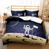 Astronaut Skateboard Duvet Cover Set King Queen Full Size For Kids Boys Girls Bedding Set Cartoon Style Polyester Quilt Cover