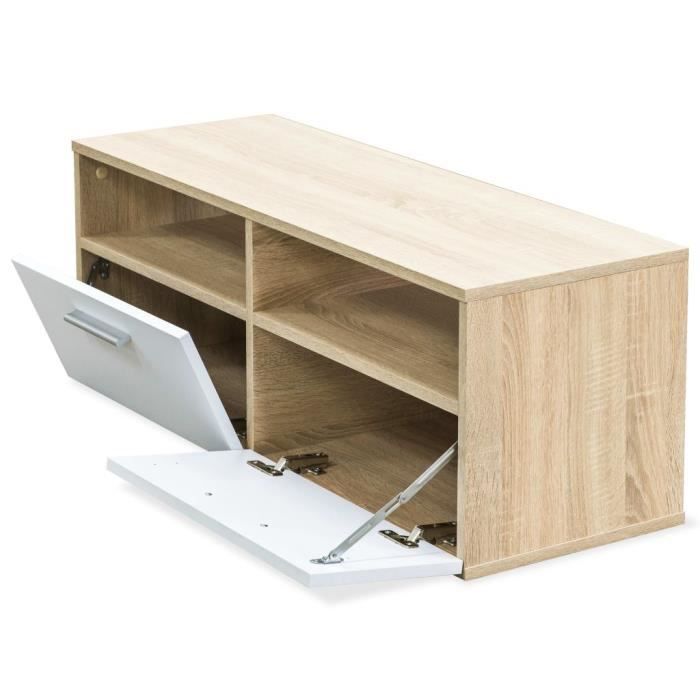 VidaXL Meuble TV Bois d’ingénierie 95x35x36 cm Chêne et blanc 244869