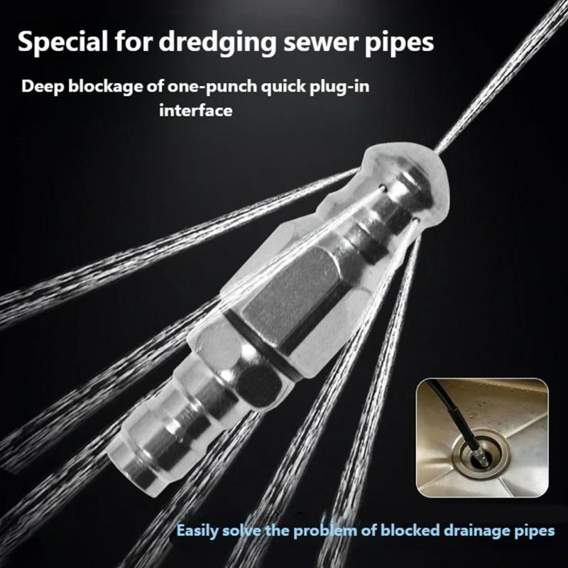Stainless Steel High Pressure Nozzle Replacement Fast Connect Metal Pipe Cleaning Nozzle For Deep Cleaning Enduring