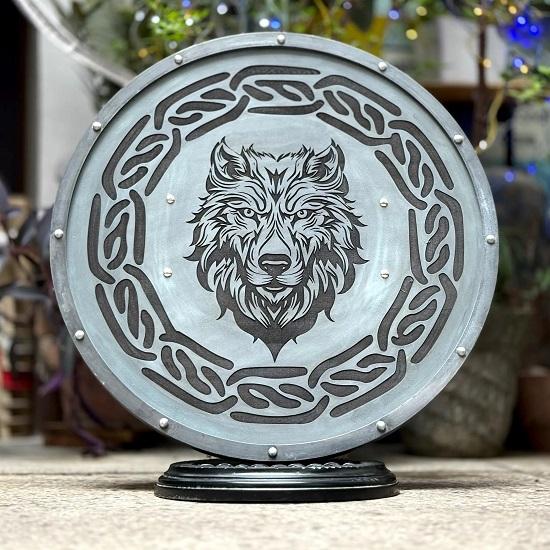 

Majestic Lion Viking Round Shield Handcrafted Wooden Norse Warrior Shield for Cosplay, LARP, Battle Reenactment Wall Decor