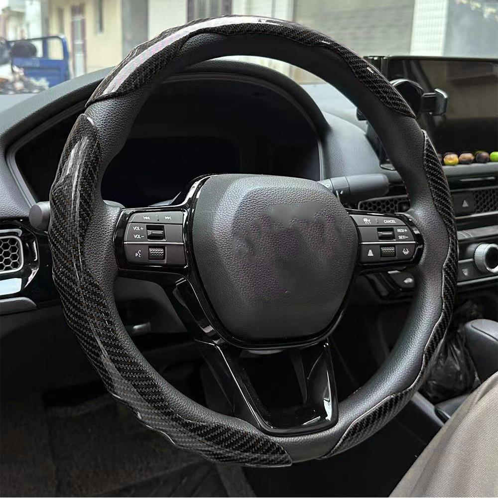 38CM Universal Car Steering Wheel Cover Breathable Anti Slip Carbon Steering Covers Suitable Steering Wheel Interior Accessories