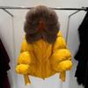 Winter Large Real Fur Hooded Puffer Jacket Women Thicken Warm Knitted Sleeve Coat White Duck Down Mid Long Parka