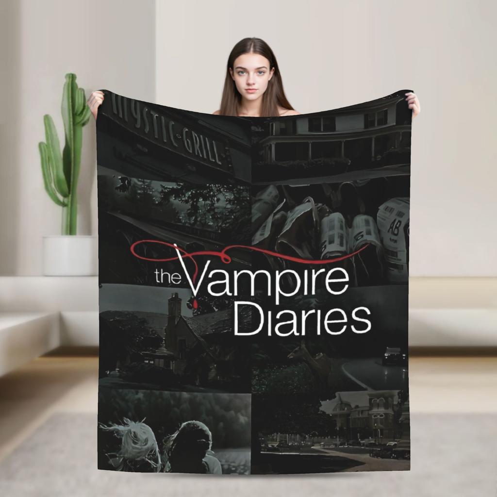 Damon Salvatore Blankets The Vampire Diaries Plush Funny Breathable Throw Blankets for Home Autumn/Winter