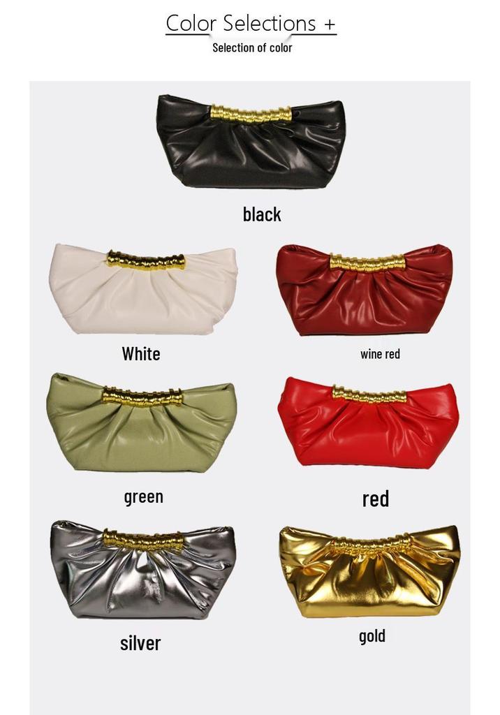 Leia Pleated Metal Dumpling Bag - Luxury Evening Shoulder Bag for Women