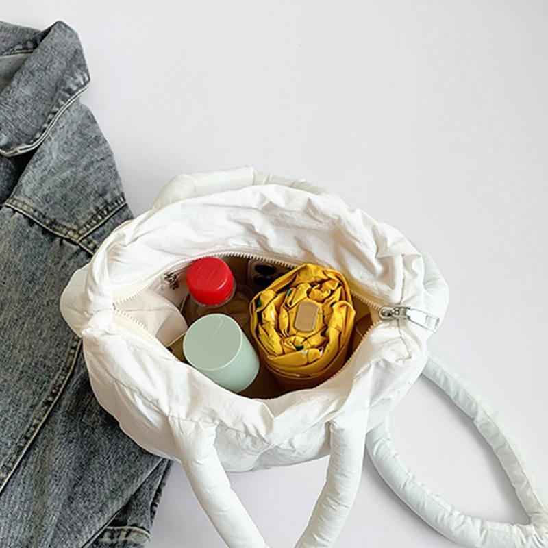 Sewing Thread Interior Compartment Top-Handle Bags Solid Casual High Quality Bags for Women Zipper Nylon Women's Handbags ARI