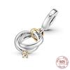 925 Silver Charm Two Tone Wedding Ring Charm Pendant For Original Panjia Necklace Women Fashion Jewelry Gift