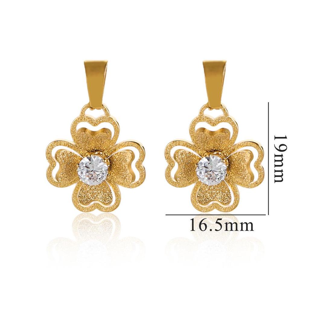 Náhrdelník s mašlí z nerezové oceli pozlacený 18K zlatem - Evropský a americký styl dámský přívěsek