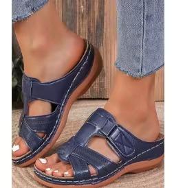 

Rocker slippers women s large size women s shoes 4 large size 4 sandals retro solid color wedge heel thick sole 44 Темно-синій
