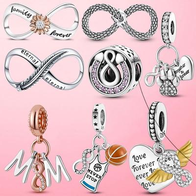 Charm Beads Copper Daisy Flower Family Love Infinity Infinite Love Heart Charms Beads Accessories Bracelets Diy Jewelry