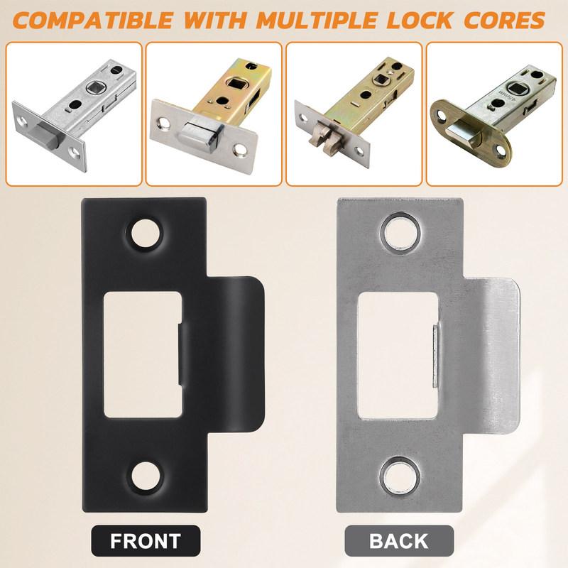 4Pcs Door Reinforcement Plates Stainless Steel Heavy Duty Deadbolt Strike Plates Latch Door Strike Plate Extender Security Kit