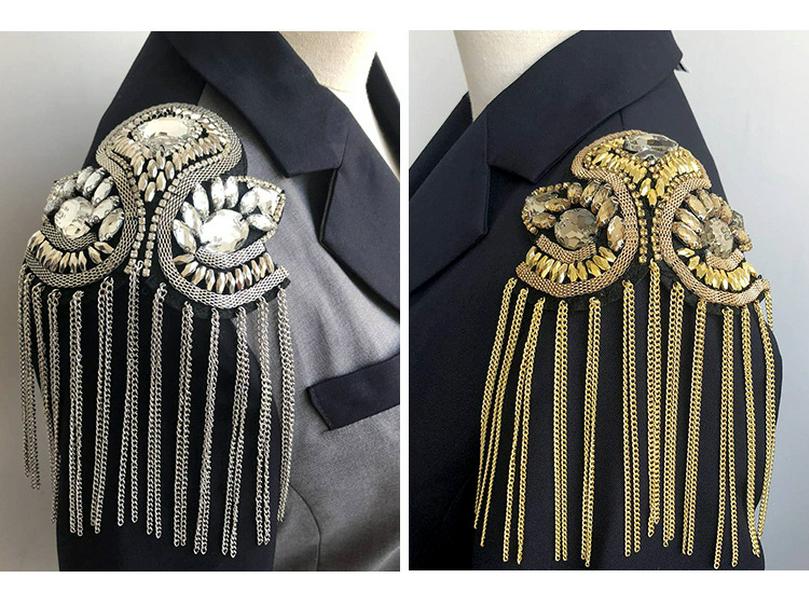 Gold Tassel Metal Shoulder Badge: Retro Punk Armband Jewelry