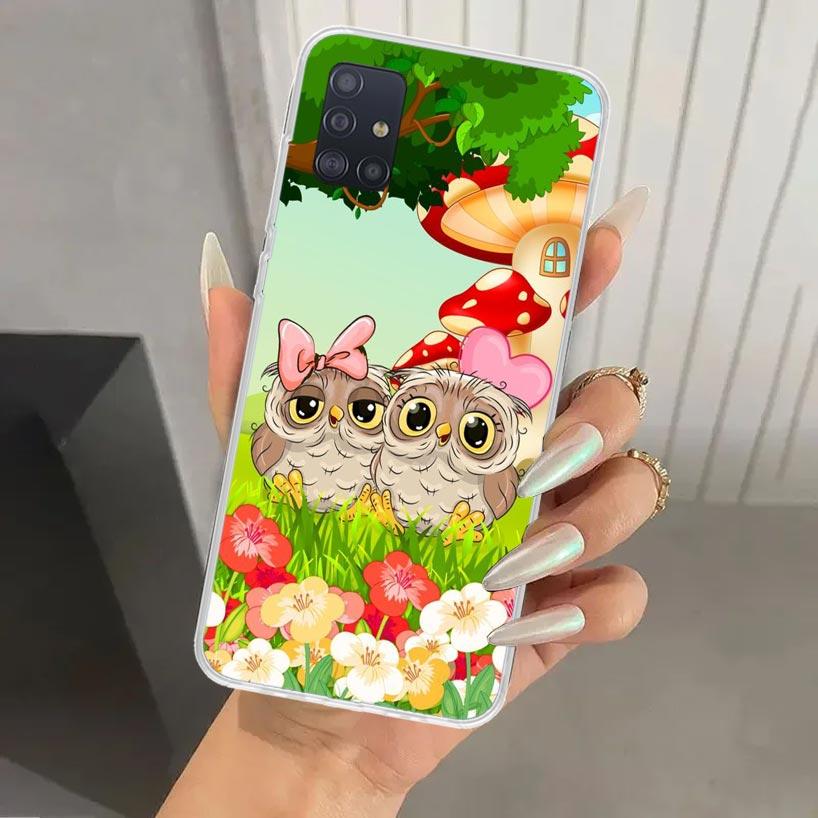 Cartoon Cute Owl LoveLy Phone Case for Samsung Galaxy A52 A42 A32 A22 A12 A02S A72 A51 A50S A41 A31 A21S A71 A40 A30S A20S A10S