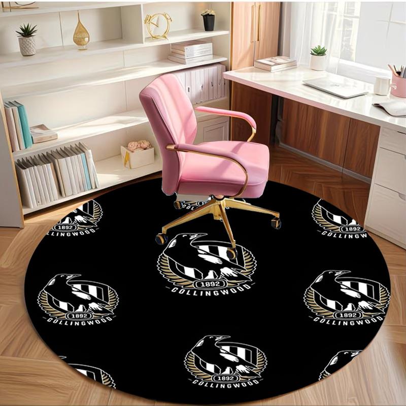 Collingwood Magpies Print Round Rug, Washable Floor Carpet, For Entryway Dorm Laundry Room Office Study, Home Decor Birthday Christmas Gift