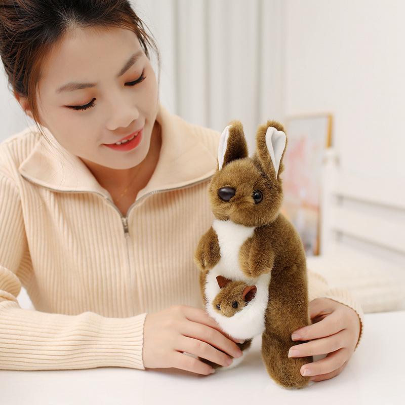 Cute Simulation Wallaby Doll Plush Toy Cute Mother and Son Kangaroo Doll Children's Company Soothing Doll