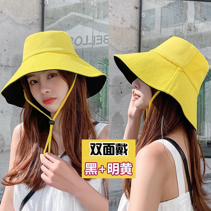 Fisherman's Hat Children's Spring and Autumn Outdoor Big Eaves Sunscreen Hat Versatile Double-sided Solid Color Foldable Sun Hat