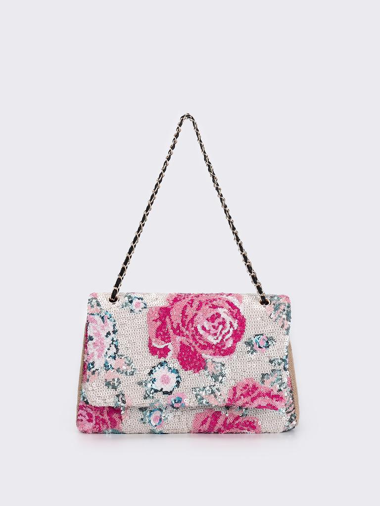 Embroidery sequined shoulder bag summer new niche woven straw bag high-end large-capacity armpit bag