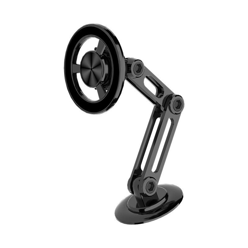 Magnetic Car Phone Holder Dashboard With Adjustable Arm Strong Magnet 2 Metal Rings Adhesive Pads