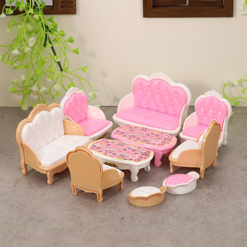 1Set 1:12 Dollhouse Miniature Sofa Tv Coffee Table Living Room Set Furniture Home Model Decor Toy Doll House Accessories