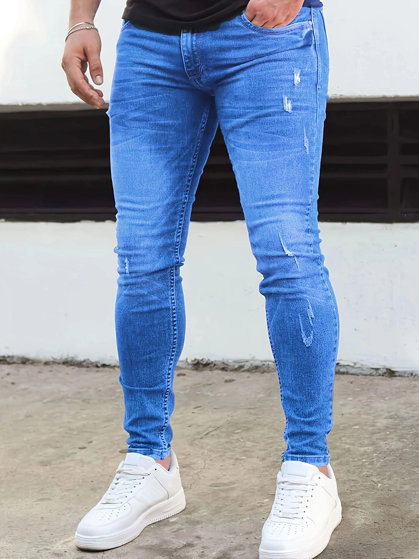 Washed Jeans Men S Tight Elastic Pants Zhongshan Dayong Casual Trousers Men XS
