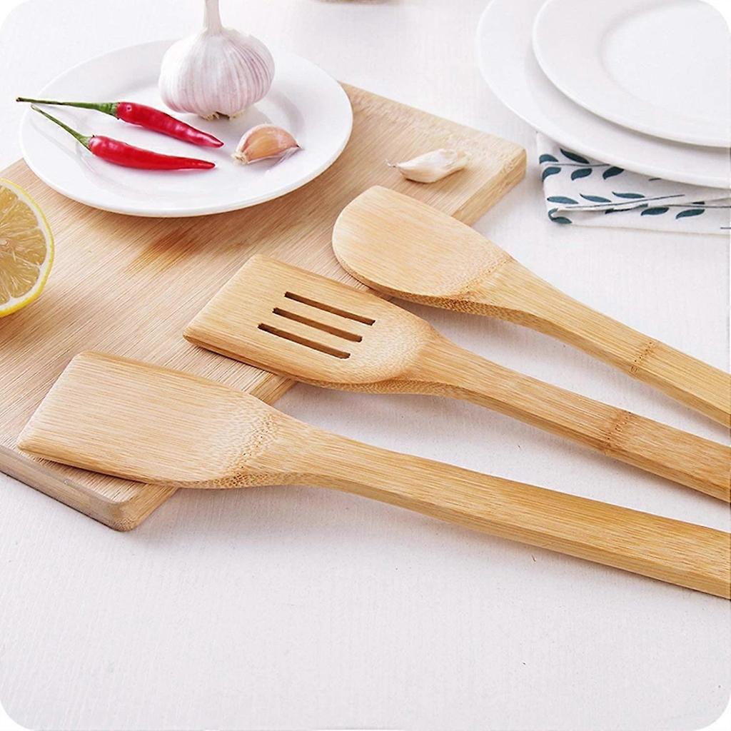 5PCS Wooden Cooking Utensils for Non-Stick Pan Cooking Tools Set Accessories Complete Bamboo 30cm