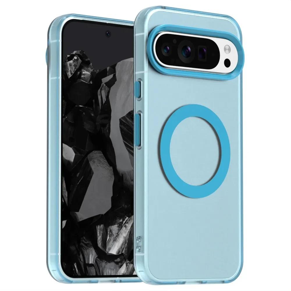 Crystal Matte Clear Candy Color Phone Case for Google Pixel 10 9 8 A Pro XL Shockproof Magnetic Wireless Charge Protector Cover