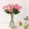 Red Velvet Rose Artificial Flowers - 10 Long Stems for Living Room or TV Cabinet Decor