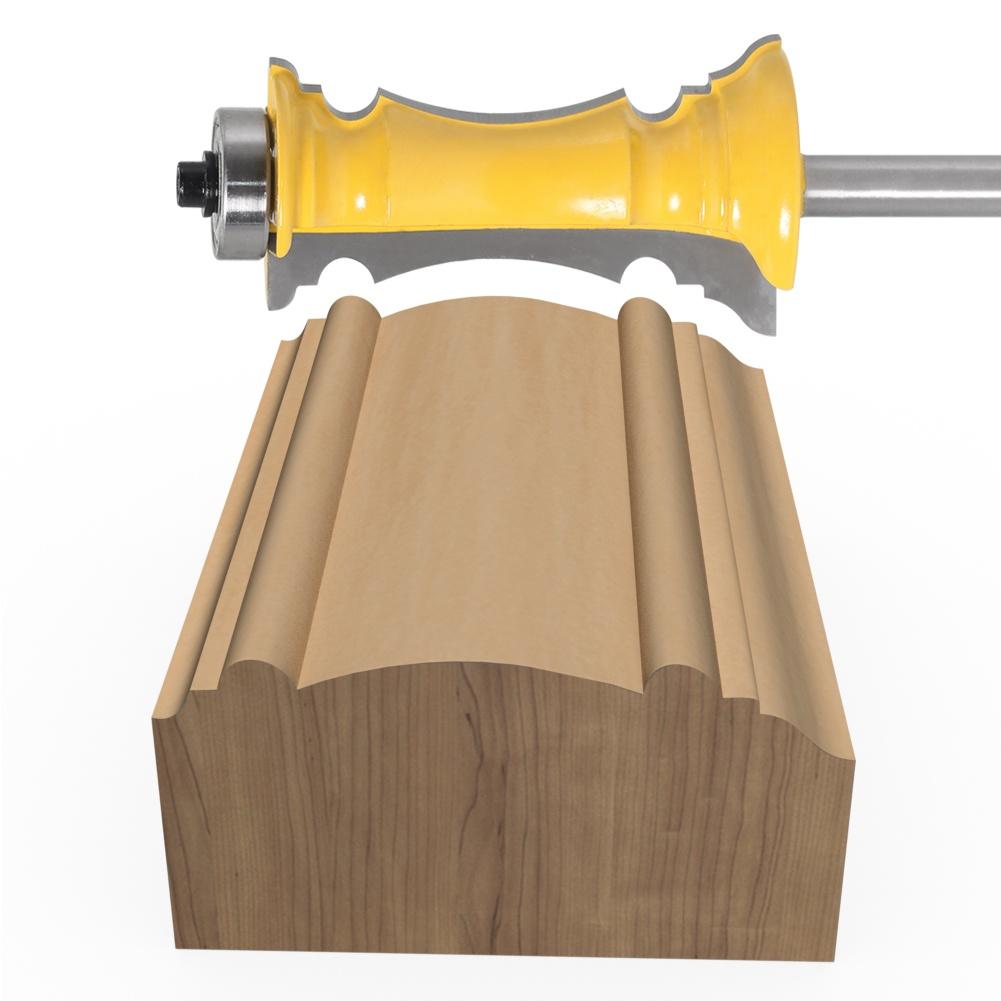 1Pc Mitered Drawer Front Molding Router Bit Door Handrail Line Tenon Cutter For Wood Tools - 8mm 12mm 1/2inch Shank