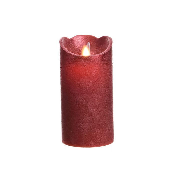 Bougie D'intérieur À Led - GENERIQUE - Ø7,5x15cm - Rouge - Métallisée - Lumière Blanche Chaude