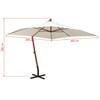 Umbrella 300x300 Cm Wooden Mast White