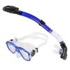 Adults Snorkel Set AntiFog Diving Cover Tempered Glass Goggles with Dry Top Snorkel Tube(Blue )