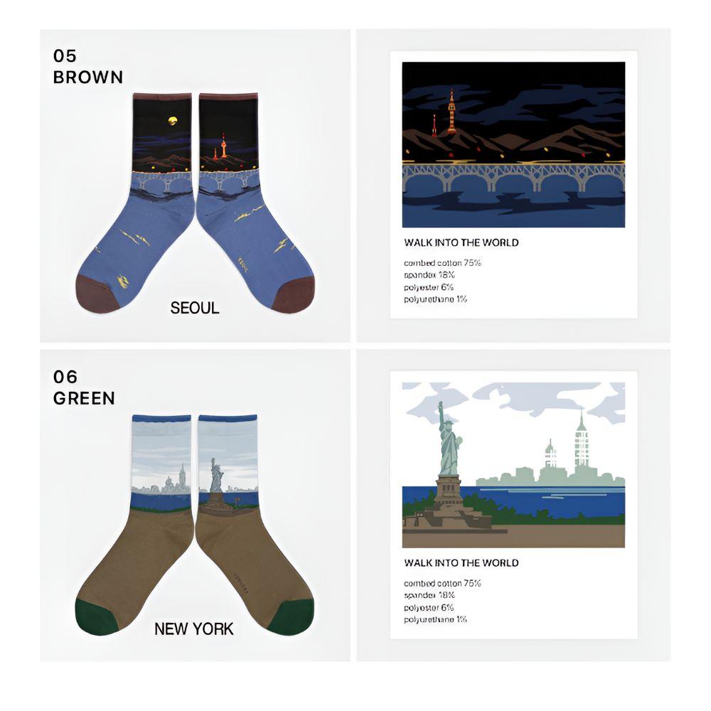 Women Fashion Socks Set 6 Pairs Cute Casual Cotton Socks