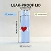 1PC Simple Love Heart Line Art 750ml Color Plastic Sports Water Bottle Leakproof Flip Straw Lid Suitable for Sports Office Home Use