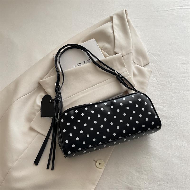 Retro Dot Pu Shoulder Bags for Women Large Capacity Ladies Underarm Bag Korean Style Versatile Portable Girls Pillow Handbags