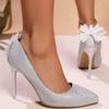 Fashion Luxury Bling Thin Heels Women's Pumps Summer 2025 Fashion Bow Pointed Toe Weeding Ladies Pumps Shoes Solid High Heel Woman