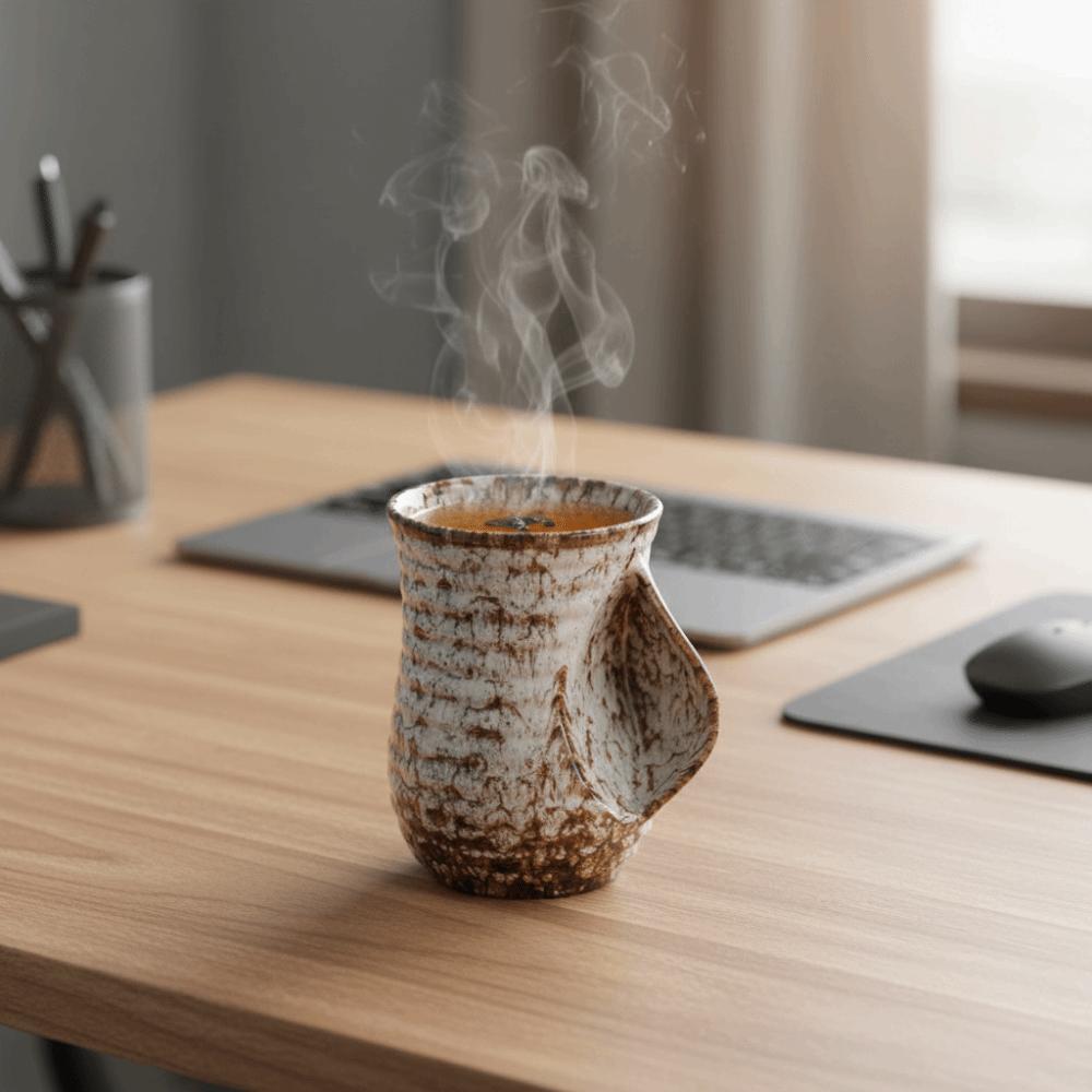 Large Capacity Glazed Ceramic Coffee Mug Heat-Resistant Teacup Creative Hand Warmer Cup  Gift