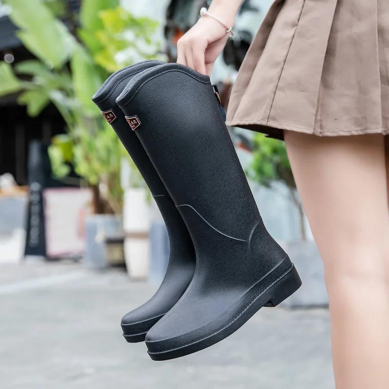 Women's Rainboots Classic British Commuter Water Boots High Rubber Non-slip Shoes Rain Boots Women